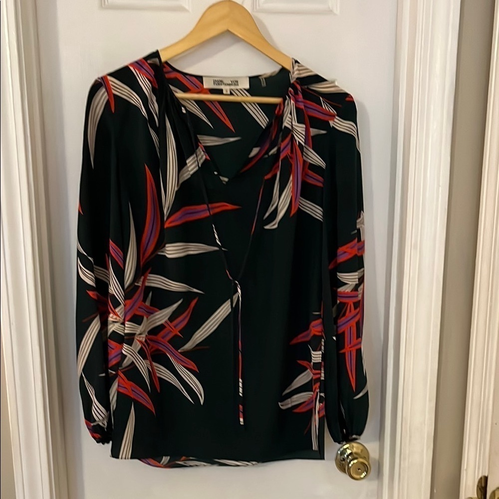 Diane Von Furstenburg Silk Bird Blouse